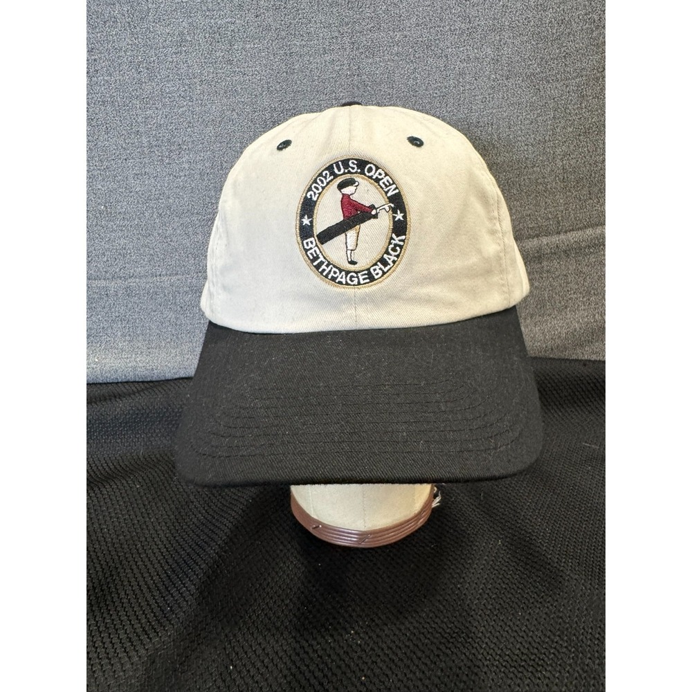 Vintage 2002 U.S. Open Bethpage Black Adjustable Strapback Golf Hat Cap PGA Tour